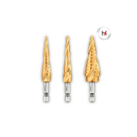 3 BROCAS ESCALONADAS DE TITANIO 1/8″-7/8″  VASTAGO 1/4″