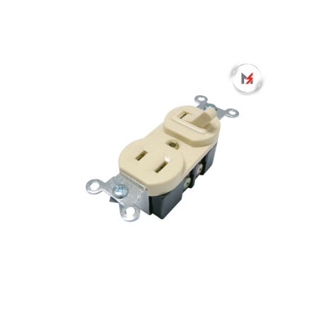 APAGADOR PALANCA Y CONTACTO ATERRIZADO 15A 127V